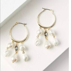 NWT LOFT pearlized charm hoop earrings